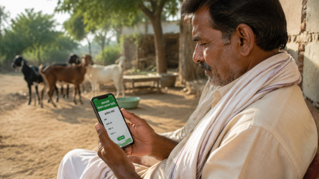 Kisan mobile se bakri palan loan yojana online apply karte hue
