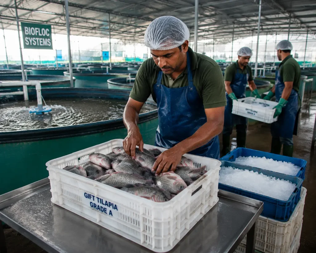 Tilapia fish harvesting process